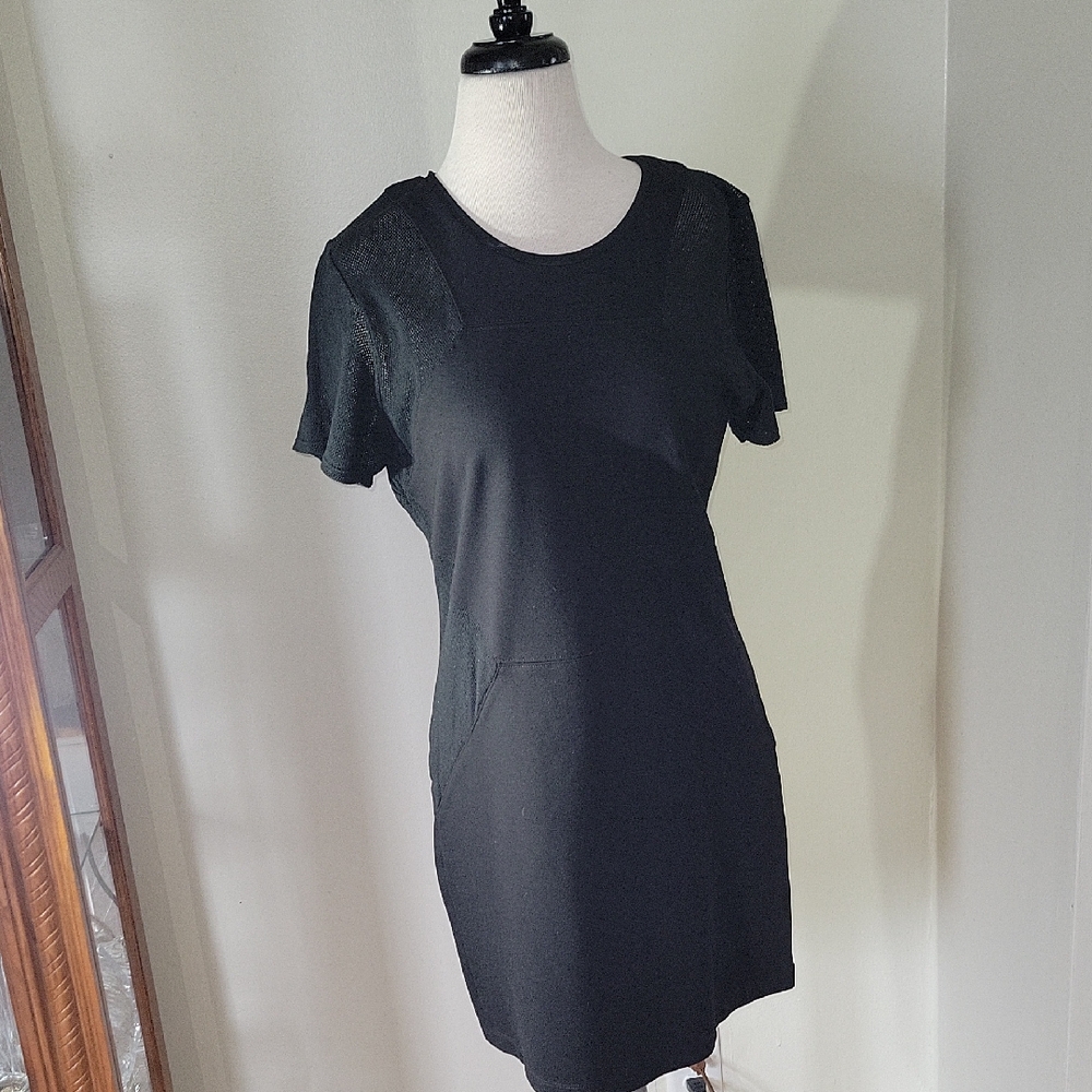 NWOT Addison Black Short Mesh Sleeve Dress